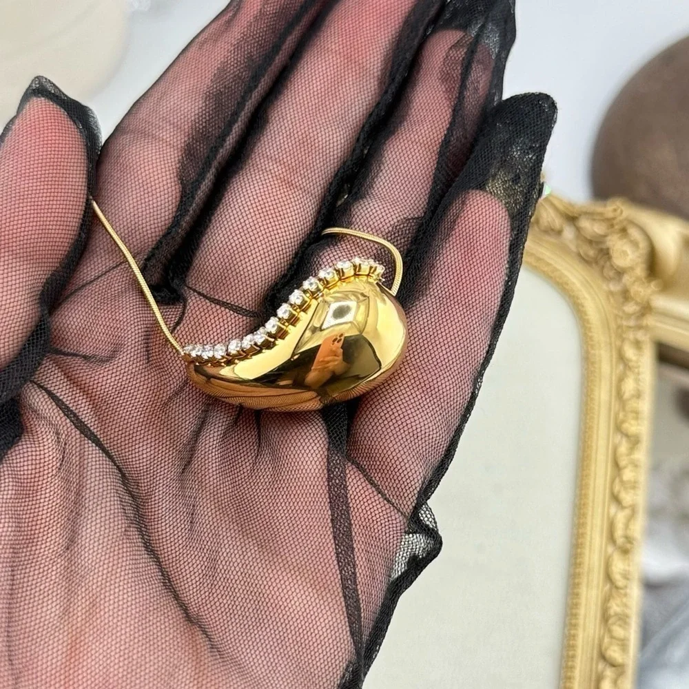Gold Teardrop Pendant Necklace – PVD Real Gold Plated, Stainless Steel